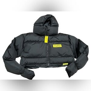 Awful Lot Of Cough Syrup Cropped Women's Puff Jacket Puffer Black Size small NWT